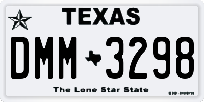 TX license plate DMM3298