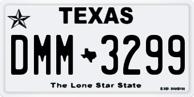 TX license plate DMM3299