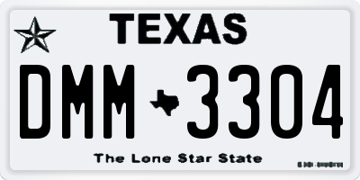 TX license plate DMM3304