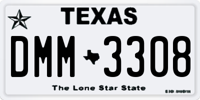 TX license plate DMM3308