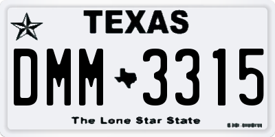 TX license plate DMM3315