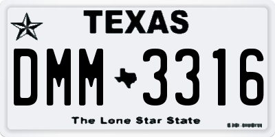 TX license plate DMM3316