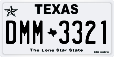 TX license plate DMM3321
