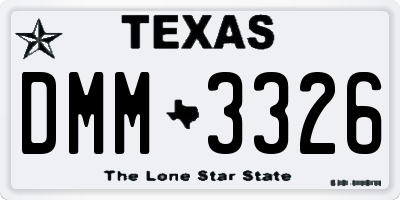 TX license plate DMM3326