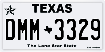TX license plate DMM3329