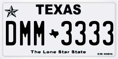TX license plate DMM3333