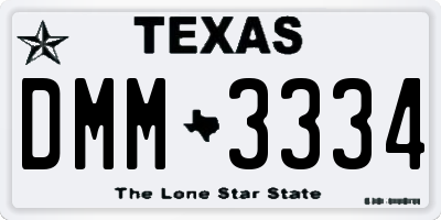 TX license plate DMM3334