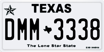 TX license plate DMM3338