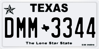 TX license plate DMM3344