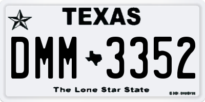 TX license plate DMM3352