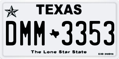 TX license plate DMM3353