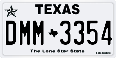 TX license plate DMM3354