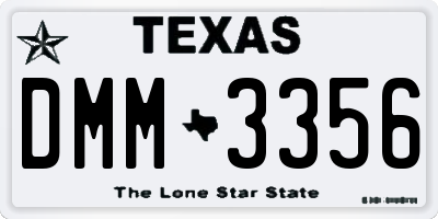 TX license plate DMM3356