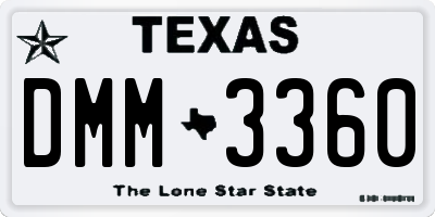TX license plate DMM3360