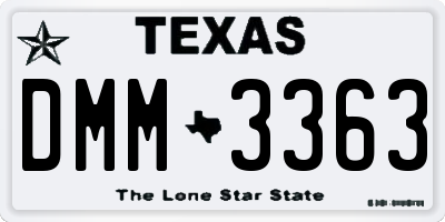 TX license plate DMM3363