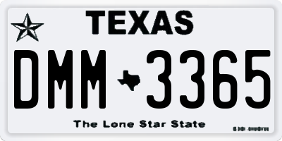 TX license plate DMM3365