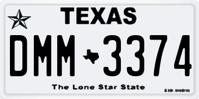 TX license plate DMM3374