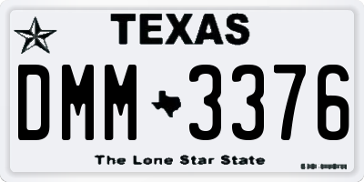 TX license plate DMM3376