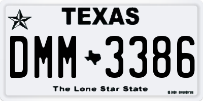 TX license plate DMM3386