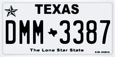 TX license plate DMM3387