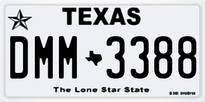TX license plate DMM3388