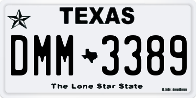 TX license plate DMM3389