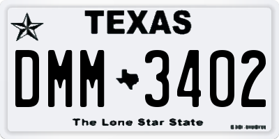 TX license plate DMM3402