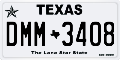 TX license plate DMM3408