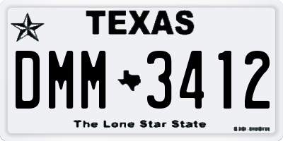 TX license plate DMM3412