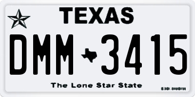 TX license plate DMM3415