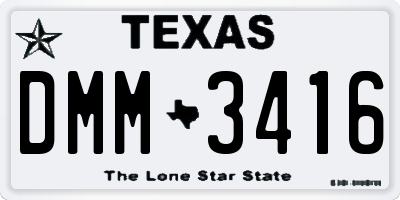 TX license plate DMM3416