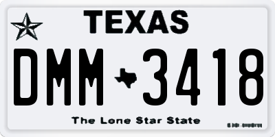 TX license plate DMM3418