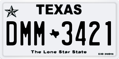 TX license plate DMM3421