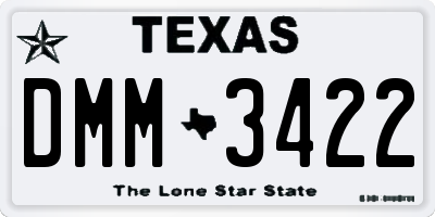 TX license plate DMM3422