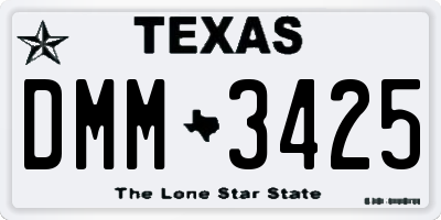 TX license plate DMM3425