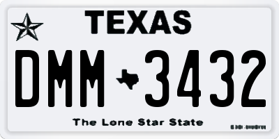 TX license plate DMM3432