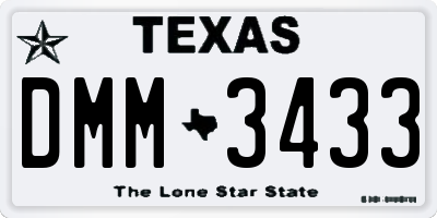 TX license plate DMM3433