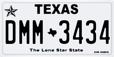 TX license plate DMM3434