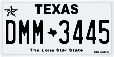 TX license plate DMM3445