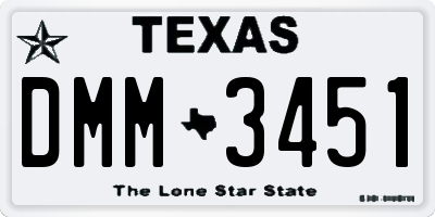 TX license plate DMM3451