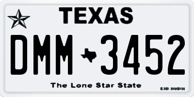 TX license plate DMM3452