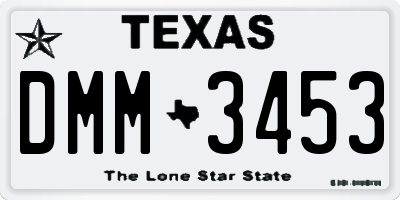 TX license plate DMM3453