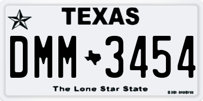 TX license plate DMM3454