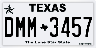 TX license plate DMM3457