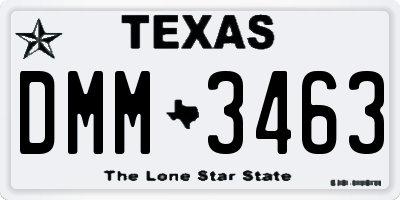 TX license plate DMM3463