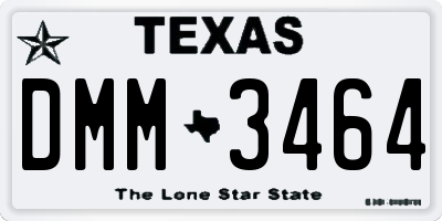 TX license plate DMM3464