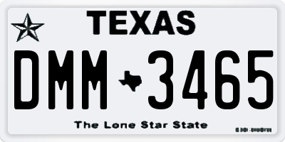 TX license plate DMM3465
