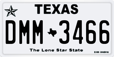 TX license plate DMM3466