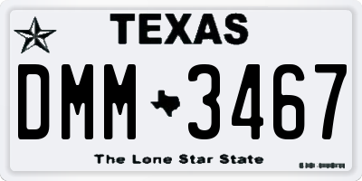 TX license plate DMM3467