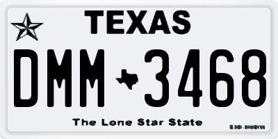 TX license plate DMM3468